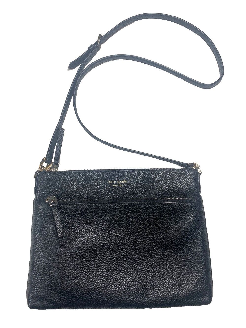 Kate Spade Medium Zip Black Pebbled Crossbody -Shoulder Bag EUC Clean - Picture 3 of 13